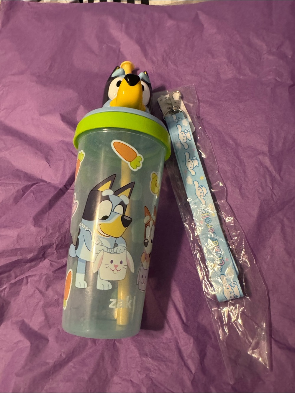 ๐ถ Bluey Bundle! Zack Straw Cup + NEW Sanrio Cinnamoroll Lanyard- NEVER USED - Picture 4 of 8